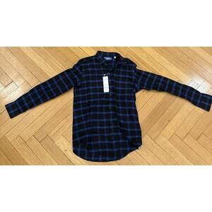 Maker's Shirt Kamakura Men's Blue and Black Check Flannel Shirt Size S (NWT)